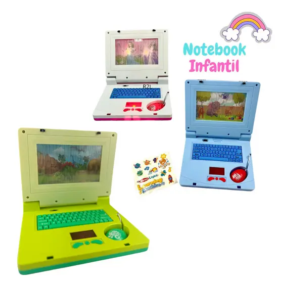 Notebook de Brinquedo Laptop Infantil Com Som e Luz Educativo Interativo para Crianças