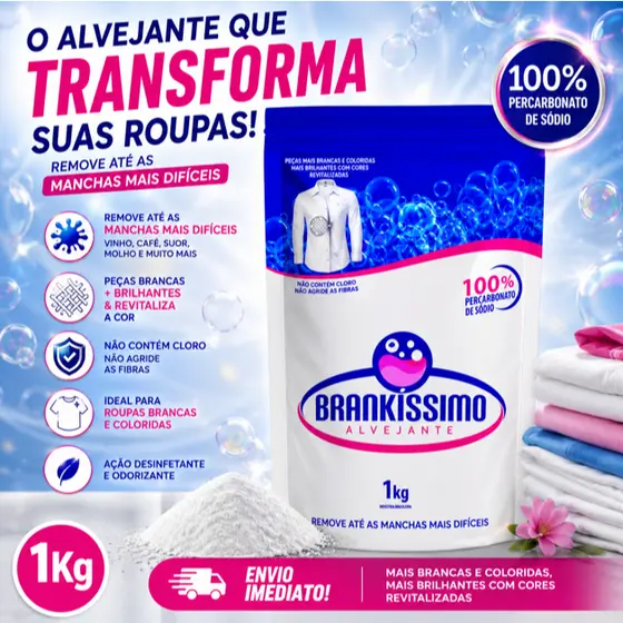 Percarbonato 100% Puro Tira Manchas Roupas Brancas e Coloridas promoção 500 g/1kg/2kg