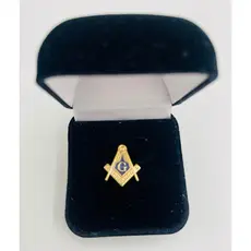 Pin Botom Maçonaria Esquadro e compasso dourado fundo vermelho-azul