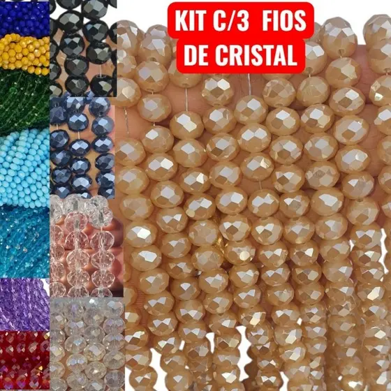 FIO CRISTAL VIDRO FACETADO 8MM 1 FIO 3 FIOS