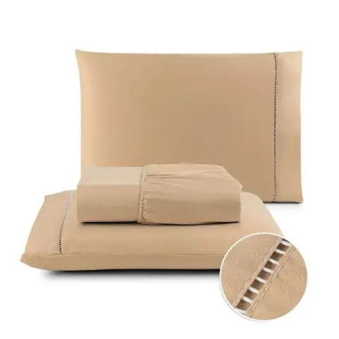 Jogo de Lençol 03 Peças 400 Fios Cama Micropercal Ponto Palito