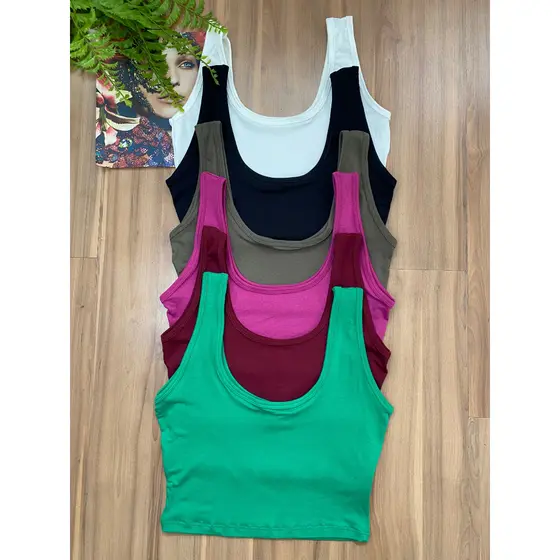 Cropped Regata Simples Feminino ibiza Fashion Moda