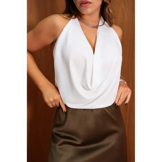 Blusa Cropped Amarrações Multiformas Versátil Moderna Estilosa