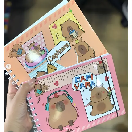 Capivara Hello Poppy Caderno Livro Colorir Pintura Encadernado 48 folhas