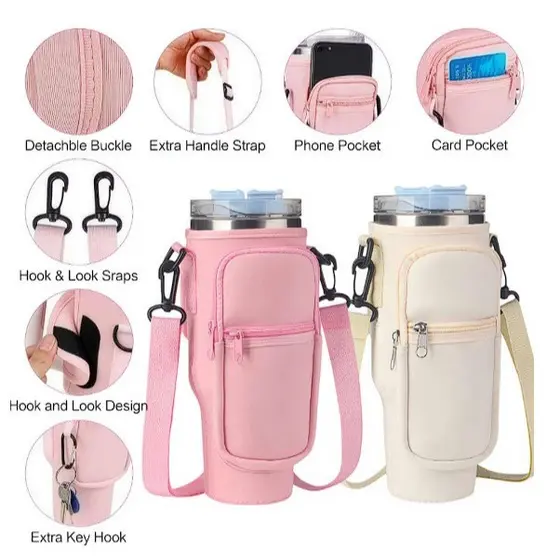Bolsa Porta Copo Garrafa Bag Capa Telefone Celular Alça Transporte Compatível Com Copo Stanley