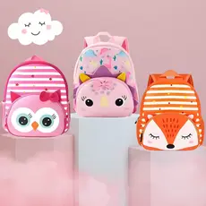 Mochila Infantil Escolar Unissex Bichinhos Leão Unicornio Sereia Elefante Dinossauro Sereia Azul Rosa Raposa Coruja