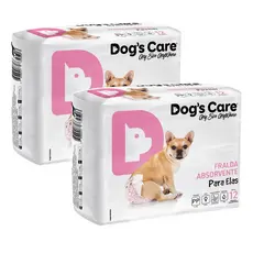 Kit Fralda Higiênica Pet Cães Fêmea Dogs Care Tam PP 24 Un