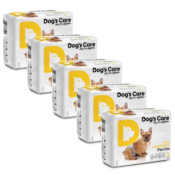 Kit Fralda Higiênica Pet Cães Macho Dogs Care Tam GG 60 Un