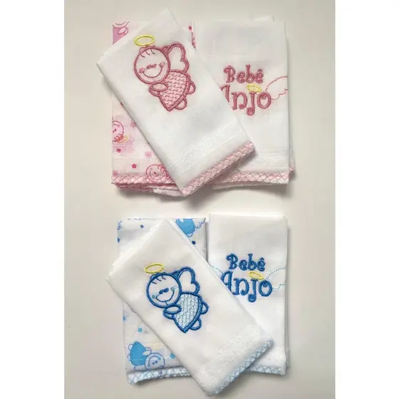 FRALDINHA DE BOCA (paninho de boca/babete) BEBÊ ANJO - kit com 3 unidades