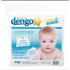 FRALDA DE TECIDO DENGO - PINTE E BORDE - pacote c/ 5 unidades - TECIDO DUPLO LUXO 70x70cm