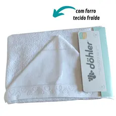 Toalha de Banho para Bebê com Capuz DÖHLER - Baby Love - com forro de fralda para Bordar 70 x 90 cm.