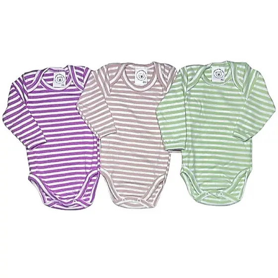 Body bebê mangas longas (kit com 3 peças) listrado - Mafessoni
