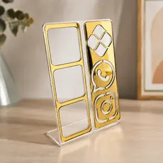 Placa QR Code Acrílico Espelhado Display Balcão Pix Instagram WhatsApp
