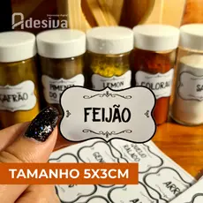50 Etiquetas Organizadoras Adesivos para Mantimentos 5x3cm decoração para potes