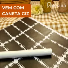 Etiquetas para Tempero Adesivo Lousa para Potes Mantimentos Condimentos 4x2cm Com Caneta Branca