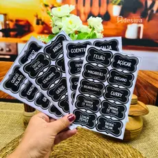 50 Adesivos Para Potes de Temperos Mantimentos Vinil Resistente A Prova D'água Etiquetas 5x3cm