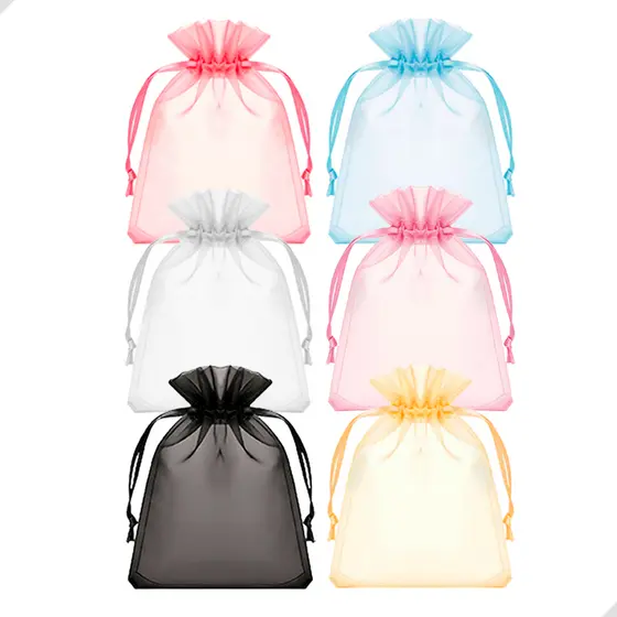 Kit Saquinho de Organza Saco de Tecido Tule 10x15 30/50/100 Pequeno Para Lembrancinha e Presentes