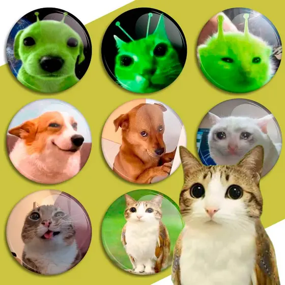 botons para mochila gatinhos e cachorros alien memes broche memes dog e cat broche para mochila