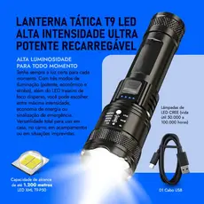 Lanterna Tática T9 Led Ultra Potente - Mais Forte do Mercado