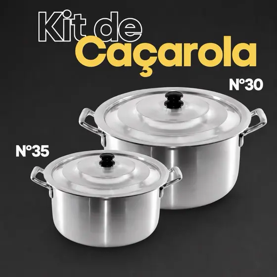 Kit Jogo de Panela N35 N30 Caçarola Aluminio Linha Hotel Restaurante / Industrial / Sopa / Feijoada
