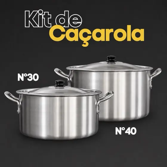 Kit Panela Caçarola Aluminio Linha HotelN30 N40 / Panela Restaurante/Panela Industrial / Sopa / Panela Grande / Feijoada
