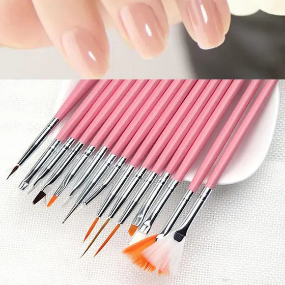 Kit De 15 Pincéis Unha Decorada Gel Acrigel