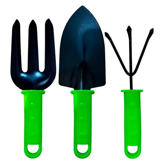 Kit Ferramentas para Jardim Horta Jardinagem Pá Pazinha Garfo Ancinho Rastelo Conjunto 3 Peças