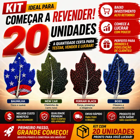 Kit 20 Unidades Aromatizante Cheirinho para Carro – Ideal para Revenda ou Brinde | SMELL Premium