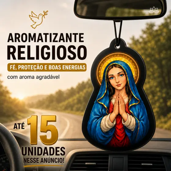 15 Aromatizante Religioso Nossa Senhora para Carro | Cheirinho Premium | Fé, Proteção e Aroma Agradável