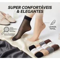 Kit 10 Pares de Meia 3/4 Invisível Cano Médio Fio 20 Poliamida