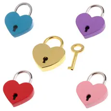 Mini Pequeno Cadeado Vintage Formato Coração Amor Com Chave Decoração e Segurança