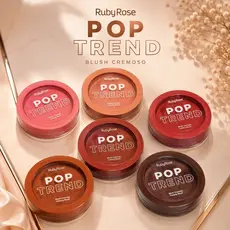 Blush Cremoso Ruby Rose Pop Trend | Alta Pigmentação | Acabamento Natural e Duradouro