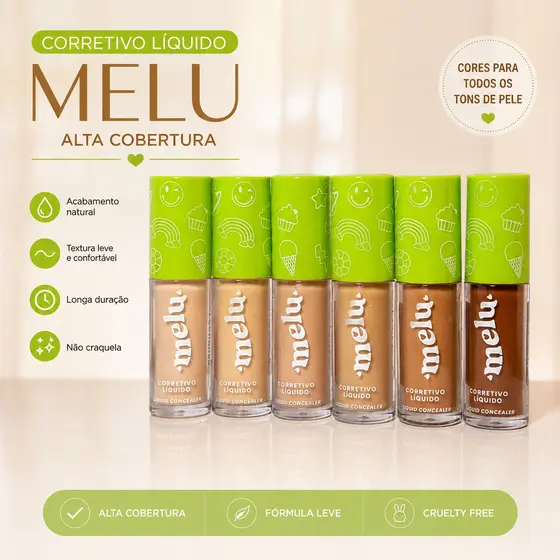 Corretivo Liquido Melu By Ruby Rose Alta Cobertura Longa Duração Efeito Natural