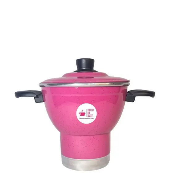 Cuscuzeira de Alumínio Rosa pink nº18 cm Cuscuzeiro para 4 Pessoas aluminio Amj