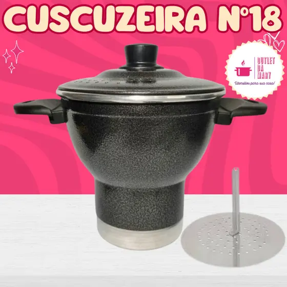 Cuscuzeira Nordestina Alumínio  Craqueado  nº18 cm Cuzcuzeira Para 4 Pessoas aluminio Amj