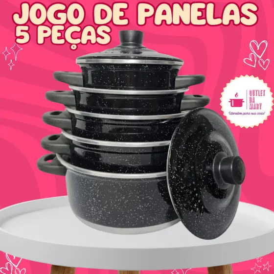 Jogo de Panelas  Cozinha Rosa 5 Pçs Jogo de Cozinha Rosa Pink Jogo de Panela Rosa.