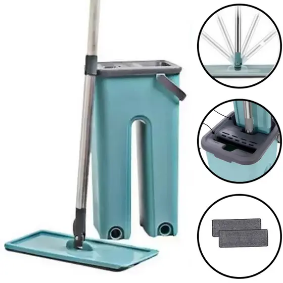 Mop Flat Multiuso com Balde Separa Agua Suja e Limpa Limpeza de Casa Rodo Esfregão Microfibra
