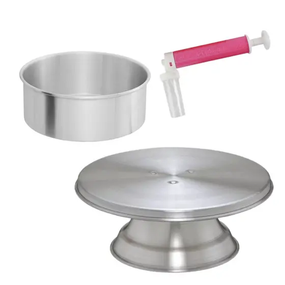 Kit Para Confeitaria Bailarina Giratória N°30 Bolos + Forma Redonda Alta 25 cm + Borrifador de Glitter e Pó para Bolos