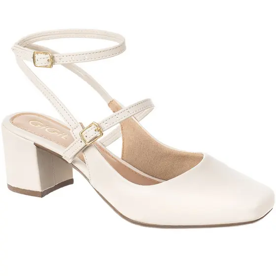 Scarpin Feminino Sapato Slingback Retrô Salto Bloco Grosso Bico Quadrado Confortável Promoção Gigil