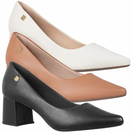 Scarpin Feminino GiGiL Sapato Casual Salto Grosso Bico Fino Confortável