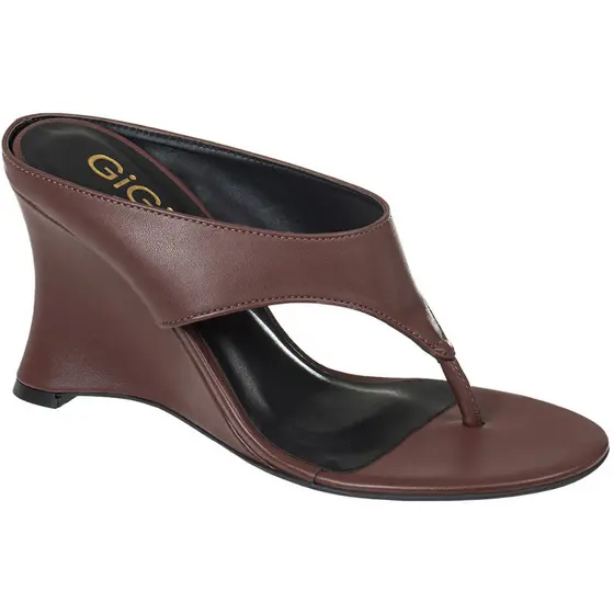Sandália Tamanco Feminino Anabela Tira Thong De Dedo Salto Alto Elegante Moda Casual GiGiL