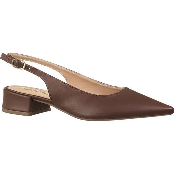Scarpin Feminino Slingback Bico Fino Salto Bloco Baixo Fivela Lateral Luísa GiGiL