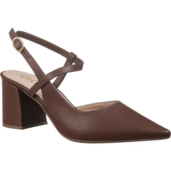 Scarpin Feminino Slingback Bico Fino Salto Médio Tiras Fivela Lateral Elegante Safira GiGiL