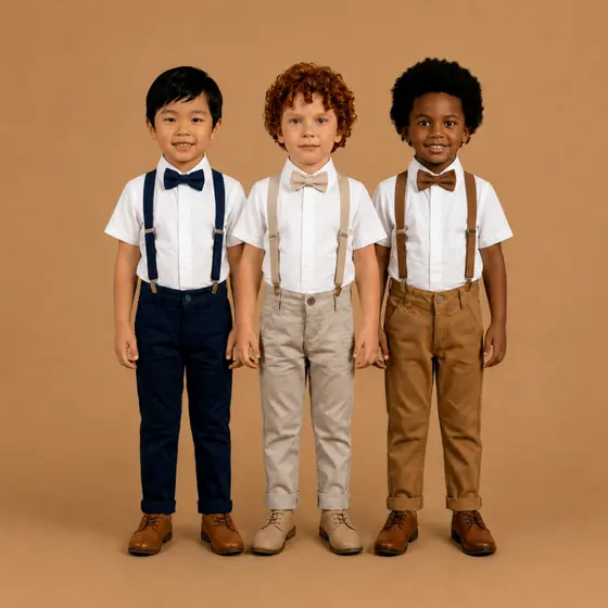 Conjunto Social Infantil Completo Camisa Calça Suspensório Gravata Pajem Casamento Festa