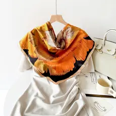 Lenço De Cetim Varias Estampas Flores Grande Bonito Elegante Lenço Para O Verão Faixa De Pescoço 90cmx90cm