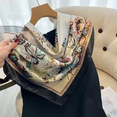 Lenço Quadrado com Estampa Paisley de 90 cm, para Uso Diário como Bandana, Lenço de Cabeça ou Faixa de Cabelo，Quadrado