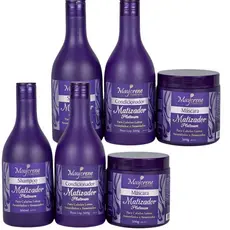 Kit Capilar Matizador Platinum  3 itens Shampoo + Mascara + Condicionador  Maycrene Cosméticos