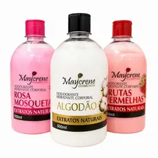 Kit 3 Hidratante Corporal 500ml Desodorante Rosa Mosqueta, Frutas e Algodão
