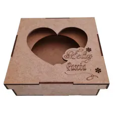 CAIXA CHOCOLATE FELIZ PASCOA, EM MDF CRU.