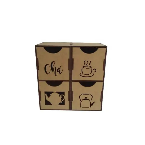 PORTA CHÁ GAVETAS DE MDF.